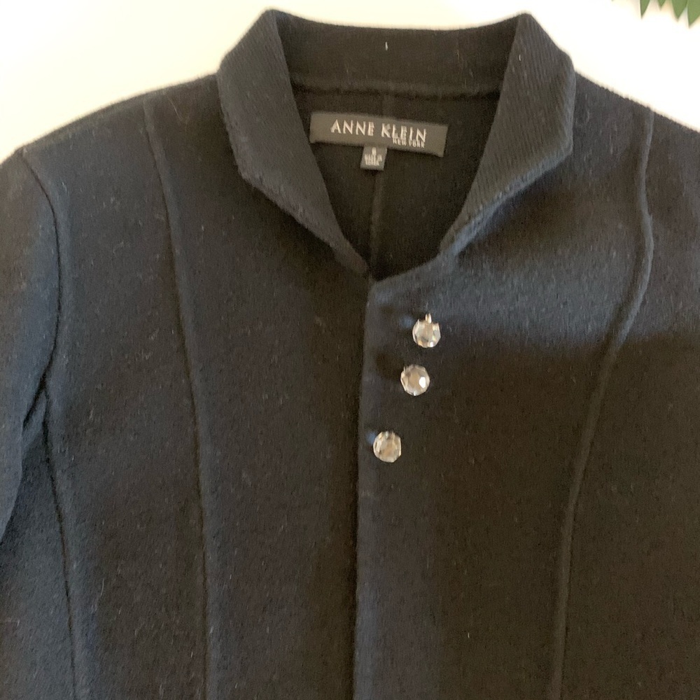 Anne KleinWool Crystal Black button Split Sleeve Jacket - Picture 6 of 6